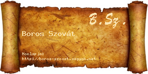 Boros Szovát névjegykártya